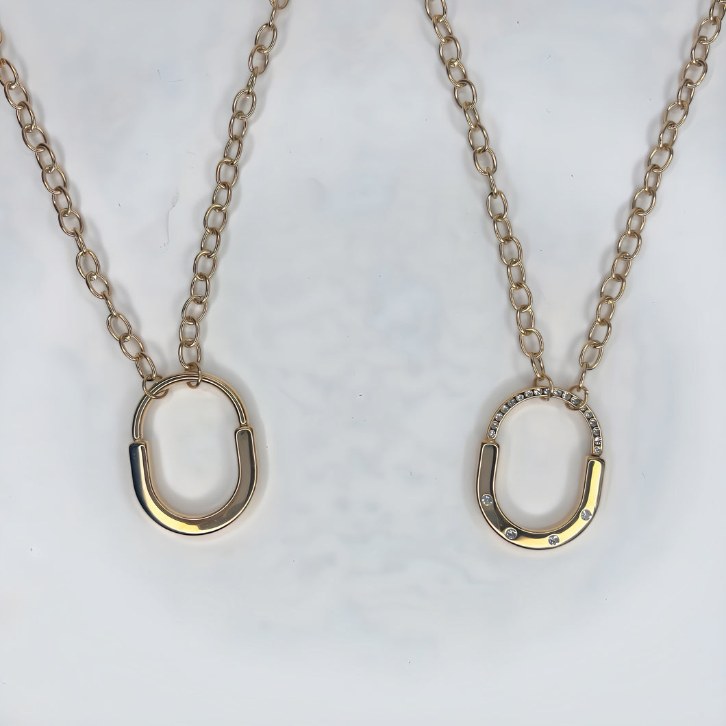 Double sided Gold Lock Pendant