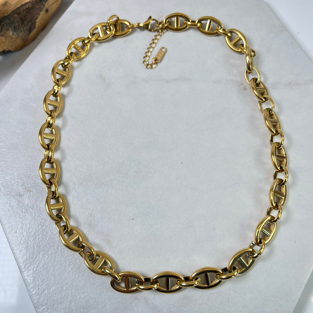 Larger Link Gold Pig Nose Necklace