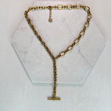 Load image into Gallery viewer, Gold Drop T Bar Necklace
