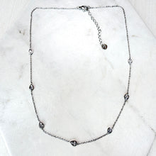 Load image into Gallery viewer, Silver Oval Diamanté Stone Station Necklace