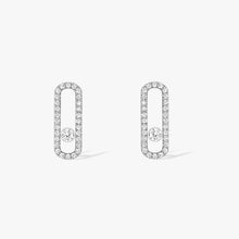 Load image into Gallery viewer, Delicate Rectangular Silver Diamanté Studs