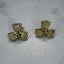Load image into Gallery viewer, Cream &amp; Gold Enamel Flower Studs