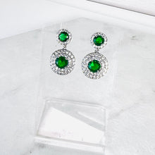 Load image into Gallery viewer, Ornate Emerald Green Drop Earrings