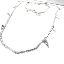 Load image into Gallery viewer, Versatile Long Silver Elongated Hearts Necklace