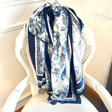 Load image into Gallery viewer, Navy Toile de Jouy Scarf
