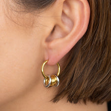Load image into Gallery viewer, Gold Hoops With 6 Mini Hoop Charms