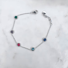 Load image into Gallery viewer, Silver Coloured Stones Station Bracelet