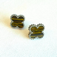 Load image into Gallery viewer, Silver Tiger Eye Studs