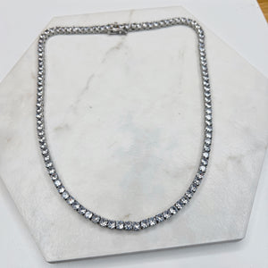 Classic Silver Tennis Necklace