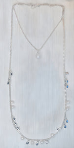 Long Double Pearl Drop Necklace