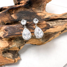 Load image into Gallery viewer, Diamanté Double Stone Drop Earrings