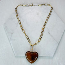 Load image into Gallery viewer, Gold &amp; Amber Heart Necklace