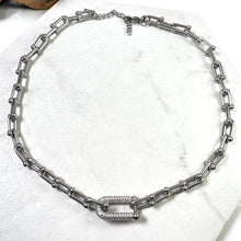 Load image into Gallery viewer, All Silver Diamanté Paperclip Necklace
