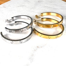 Load image into Gallery viewer, Large Rivet Hoop Earrings