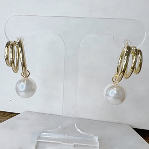 Large Pearl & Gold Hoops