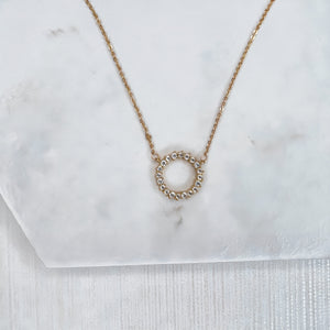 Gold Diamanté Circle Necklace