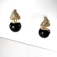 Load image into Gallery viewer, Black &amp; Gold Drop Earrings