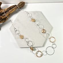Load image into Gallery viewer, Long Silver &amp; Gold Circles Necklace