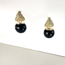 Load image into Gallery viewer, Black &amp; Gold Drop Earrings