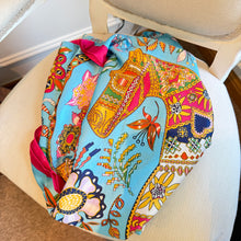 Load image into Gallery viewer, Blue &amp; Pink Equestrian Scarf