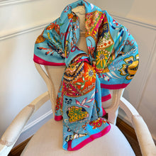 Load image into Gallery viewer, Blue &amp; Pink Equestrian Scarf