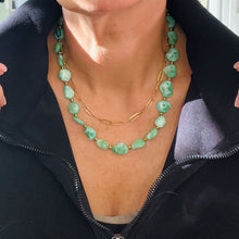Load image into Gallery viewer, Green Stone Double Chain Necklace