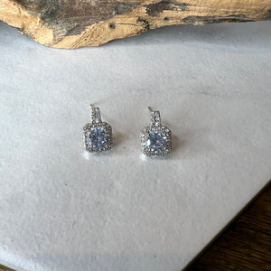 Square Drop Diamanté Studs