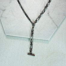 Load image into Gallery viewer, Silver Drop T Bar Necklace