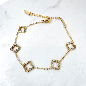 Open Diamanté Clover Bracelet
