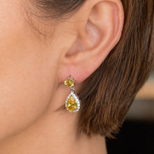 Load image into Gallery viewer, Classic Yellow Diamanté Drop Earrings