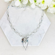 Load image into Gallery viewer, Silver Heart Drop Necklace