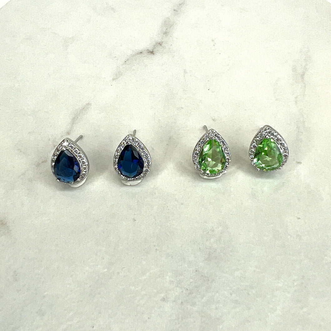 Coloured Pear Studs