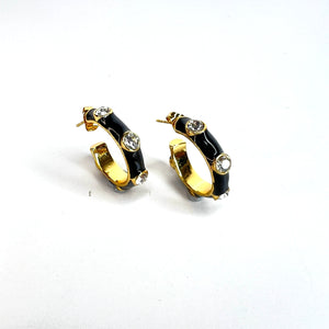 Black Studded Enamel Hoops