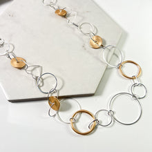 Load image into Gallery viewer, Long Silver &amp; Gold Circles Necklace