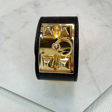 Load image into Gallery viewer, Broad Black &amp; Gold Cuff