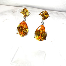 Load image into Gallery viewer, Deep Citrine Coloured Drop Earrings