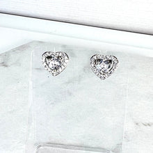 Load image into Gallery viewer, Heart Shaped Diamanté Studs