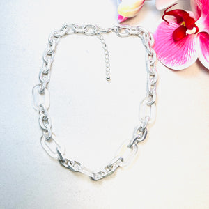 Silver & Acrylic Link Necklace