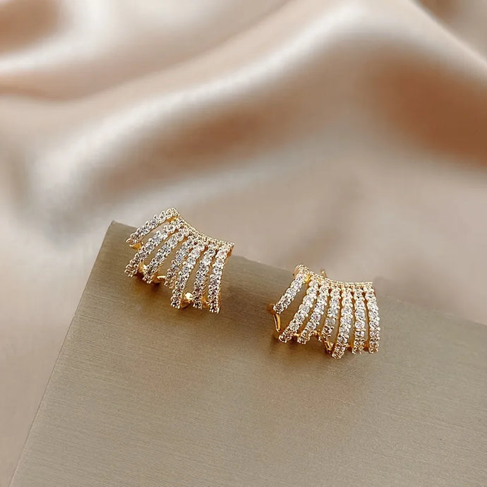 Multi Strand Gold Diamanté Earrings