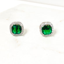 Load image into Gallery viewer, Square Emerald Stud Earrings