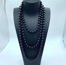 Load image into Gallery viewer, Extra Long Black Bead Necklace