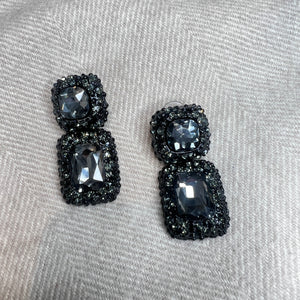 Double Stone Dark Grey Earrings