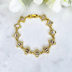 Gold Diamanté Floral Bracelet