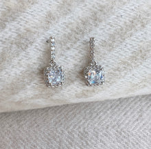 Load image into Gallery viewer, Silver Square Drop Earrings