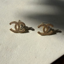 Load image into Gallery viewer, Gold Diamanté Stud Earrings