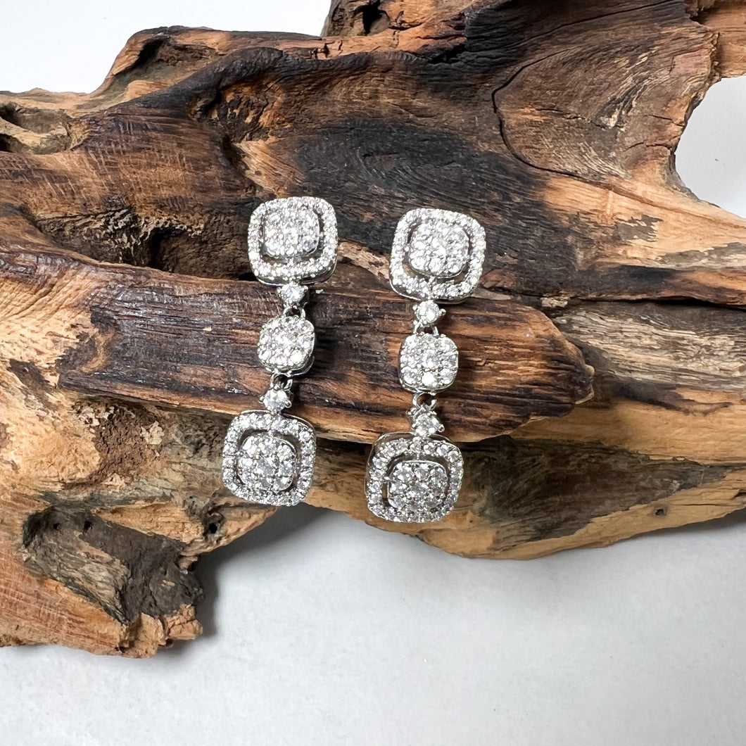 Diamanté Silver Drop Earrings