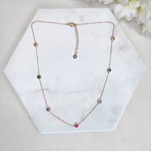 Load image into Gallery viewer, Gold Coloured Stones Station Necklace