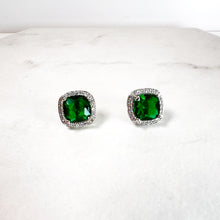 Load image into Gallery viewer, Square Emerald Stud Earrings