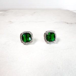 Square Emerald Stud Earrings