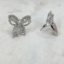 Load image into Gallery viewer, Silver Bow Earrings